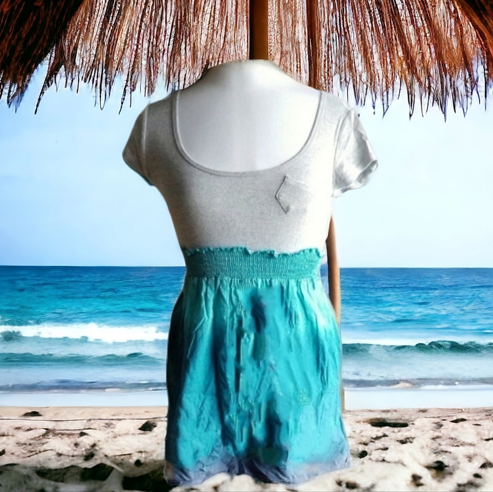 Decree babydoll ombre Tee-shirt gray/blu sz M